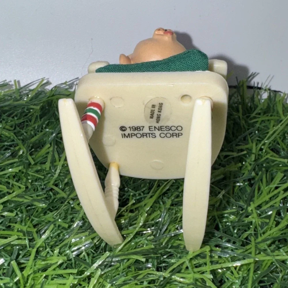 1987 Enesco Sleepy Dog Puppy Love Rocking Chair Ornament w Box VTG Christmas